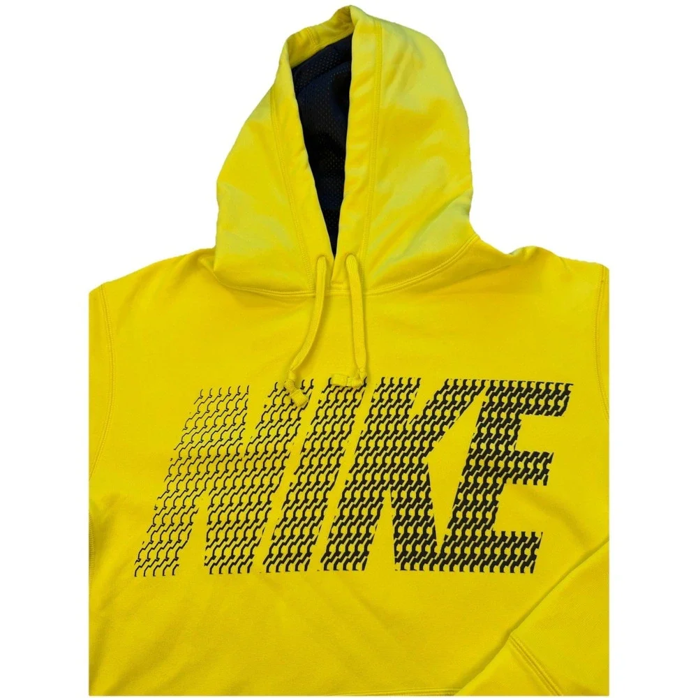 NIKE Therma-Fit Pullover Hoodie Mens M Tennis‎ Ball Neon Yellow Sweatshirt